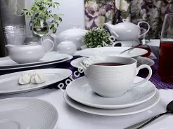 Serwis obiadowo - herbaciany na 12 osób (110 el) Chodzież - Yvette (Yvonne) E755 BIAŁA LINEA