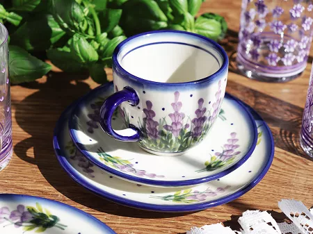 Komplet do kawy 6 osób (18el.) Bolesławiec - Lawendowy Zakątek