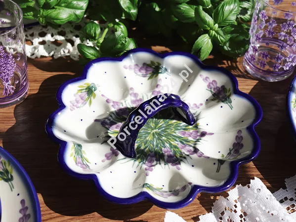 Półmisek do jaj 22 cm z uchwytem Bolesławiec - Lawendowy Zakątek Półmisek do jaj 22 cm z uchwytem Bolesławiec - Lawendowy Zakątek