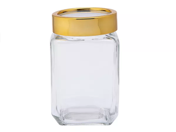 Pojemnik szklany 0,7 L z pokrywką Altom Design - Kwadratowy ze złotą pokrywką 07.POJ.8307 Pojemnik szklany 0,7 L z pokrywką Altom Design - Kwadratowy ze złotą pokrywką 07.POJ.8307