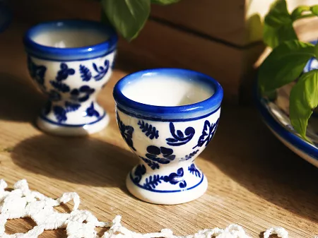 Kieliszek do jaj na nodze Bolesławiec - Niebieskie Motyle gat. I