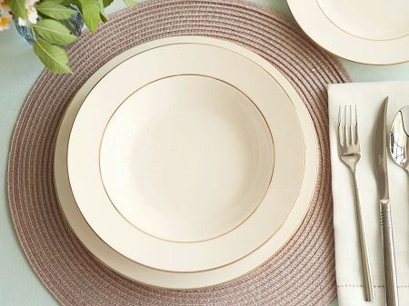 Talerz głęboki 23 cm Karolina - MariaPaula Ecru Złota Linia 23011 (Klasyka / Nova)