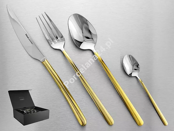 Komplet sztućców 65 cz. na 12 osób Hisar - Bahama Gold (4.0/3.0mm) złocone Komplet sztućców 65 cz. na 12 osób Hisar - Bahama Gold (4.0/3.0mm) złocone