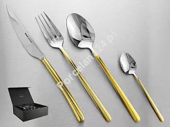 Komplet sztućców 65 cz. na 12 osób Hisar - Bahama Gold (4.0/3.0mm) złocone