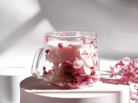 Szklanka termiczna z podwójną ścianką 0,18 L Ecarla - Hortensja Botanic Pink 20.SZK188