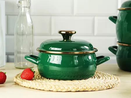 Garnek z pokrywką 1,5 L Emalia Metalac - Dark Green 1ME.DG.G16N