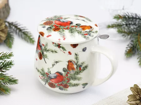 Kubek z zaparzaczem 0,43 l  Duo - Christmas Birds 1 15.CHBI1.K40