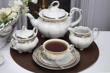 Garnitur do herbaty na 6 osób (21el) Ćmielów - Bolero E551 PRINCESS
