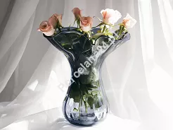 Wazon optyk 28 cm Krosno -  Falbanka Granat 44.WA-D064-0280G