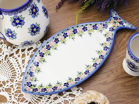 Półmisek do ryb 37 cm Bolesławiec - Mariańska Koronka gat. I