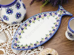 Półmisek do ryb 37 cm Bolesławiec - Mariańska Koronka