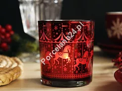 Świecznik szklany 8 cm Altom Design - Karuzela czerwony 07.CHR.1643