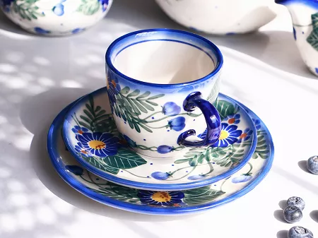 Komplet do kawy 6 osób (18el.) Bolesławiec - Kwiaty Kuleszy gat. I