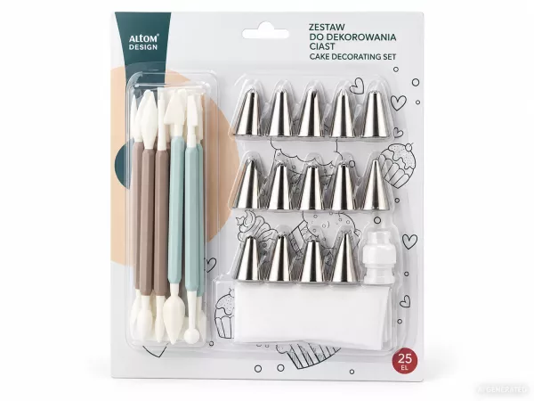 Rękaw cukierniczy i narzędzia do modelowania dekoracji cukrowych (25 el.) Altom Design - 07.AK.5960 Rękaw cukierniczy i narzędzia do modelowania dekoracji cukrowych (25 el.) Altom Design - 07.AK.5960