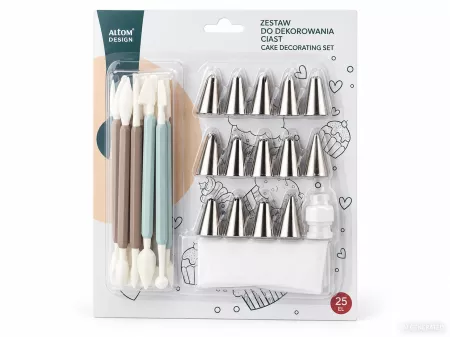 Rękaw cukierniczy i narzędzia do modelowania dekoracji cukrowych (25 el.) Altom Design - 07.AK.5960
