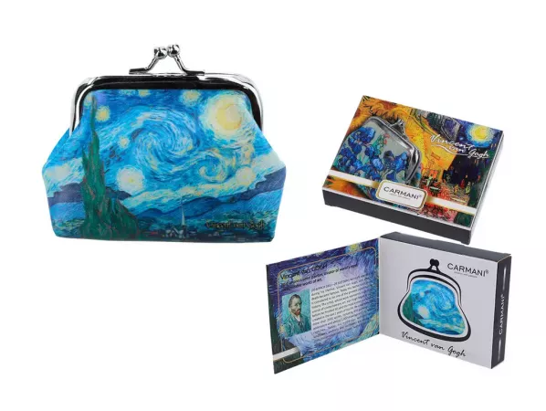 Portfel 9 x 7,5 cm Carmani - Vincent van Gogh - Gwiaździsta Noc 33.021-3710 Portfel 9 x 7,5 cm Carmani - Vincent van Gogh - Gwiaździsta Noc 33.021-3710