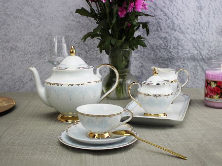 Garnitur do herbaty na 12 osób (41el) Ćmielów - Astra G684 Królewski Błękit