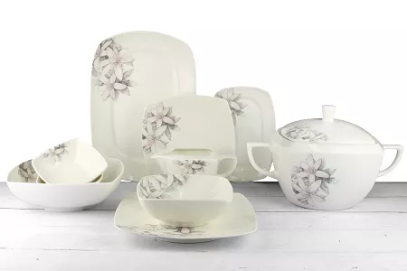 Serwis obiadowy na 12 osób (43el) Waza - Hiruni WA-143 MAGNOLIA Ecru