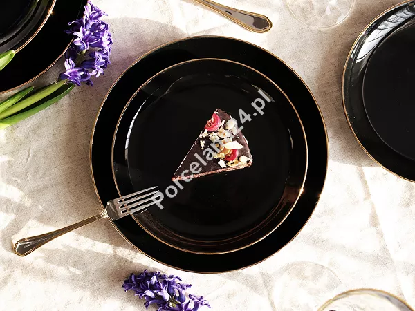 Komplet talerzy na 6 osób (18 el.) Chodzież - City Gold Black Komplet talerzy na 6 osób (18 el.) Chodzież - City Gold Black