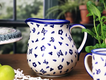 Dzbanek 1,5 L Bolesławiec - Niebieskie Motyle gat. I