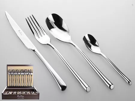 Komplet sztućców 24 cz. na 6 osób PINTINOX - Trumpet - drewniana kaseta 23.2070.S091.K24