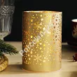 Świecznik szklany LED 12 cm Altom Design - Śnieżynki złoty 07.CHR.1645