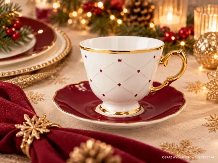 Filiżanka ze spodkiem 0,17 L / 14 cm Ćmielów - Alaska Circus Burgundy G913