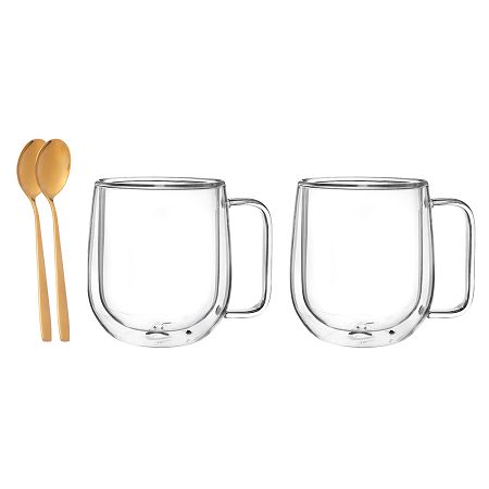 Kpl. 2 kubków termicznych 300 ml + 2 złote łyżeczki Altom Design - Andrea 07.AND.3282 Kpl. 2 kubków termicznych 300 ml + 2 złote łyżeczki Altom Design - Andrea 07.AND.3282