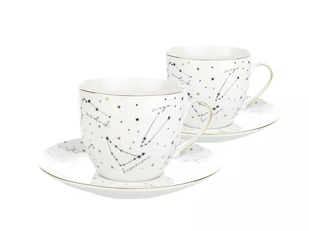 Komplet 2 filiżanek ze spodkiem 0,3 L (4 el) Bogucice - Zodiak White 1038