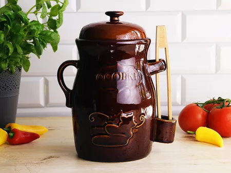 Beczka z kamionki ze szczypcami 3,5 L Bella Fiore - Brązowa 1TR.BECZ.42475