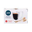 Kpl. 2 szklanek termicznych 330 ml + 2 złote łyżeczki do latte Altom Design - Andrea 07.AND.3279
