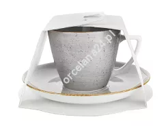 Filiżanka ze spodkiem 0,35 L / 17,5 cm Lubiana - Beata / Dorota 6630Z SIWY GIFT BOX