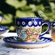 Filiżanka ze spodkiem do espresso 0,11 L / 12,5 cm Bolesławiec - Rajska Łąka gat. I