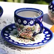 Filiżanka ze spodkiem do espresso 0,11 L / 12,5 cm Bolesławiec - Rajska Łąka gat. I