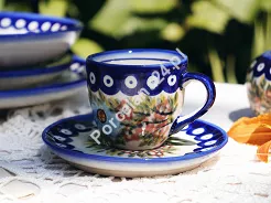 Filiżanka ze spodkiem do espresso 0,11 L / 12,5 cm Bolesławiec - Rajska Łąka