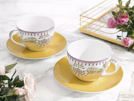 Komplet 2 filiżanek ze spodkiem 0,3 L Pip Studio - Lily & Lotus Yellow 51.L&LY.004.215