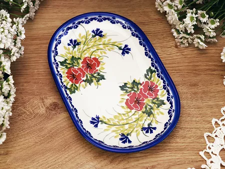 Półmisek owalny 28 cm Bolesławiec - Maki Smolińskiej gat. I