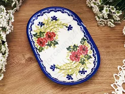 Półmisek owalny 28 cm Bolesławiec - Maki Smolińskiej