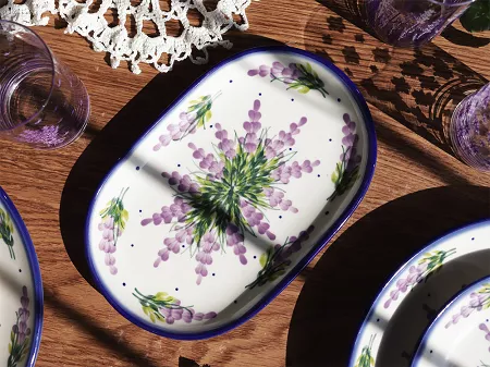 Półmisek owalny 24 cm Bolesławiec - Lawendowy Zakątek