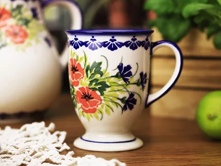 Kubek na stopce 0,3 L Bolesławiec - Maki Smolińskiej gat. I