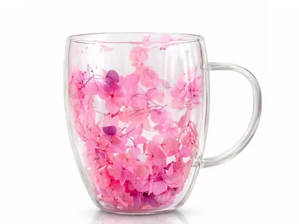 Szklanka termiczna z podwójną ścianką 0,3 L Ecarla - Hortensja Bloom Pink 20.SZK165 Szklanka termiczna z podwójną ścianką 0,3 L Ecarla - Hortensja Bloom Pink 20.SZK165