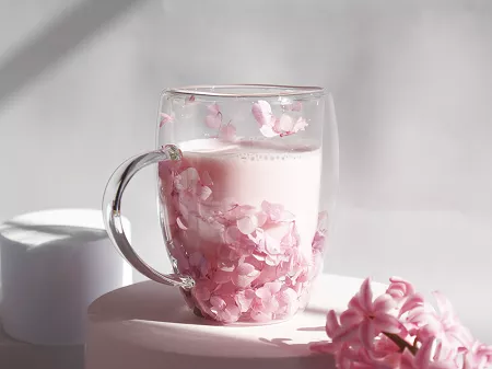 Szklanka termiczna z podwójną ścianką 0,3 L Ecarla - Hortensja Bloom Pink 20.SZK165