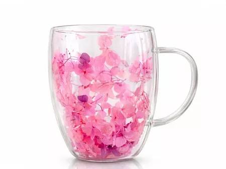 Szklanka termiczna z podwójną ścianką 0,3 L Ecarla - Hortensja Bloom Pink 20.SZK165