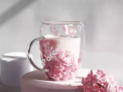 Szklanka termiczna z podwójną ścianką 0,3 L Ecarla - Hortensja Bloom Pink 20.SZK165