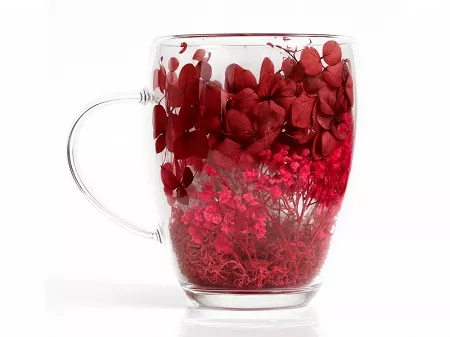 Szklanka termiczna z podwójną ścianką 0,3 L Ecarla - Hortensja Botanic Red 20.SZK192