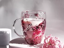 Szklanka termiczna z podwójną ścianką 0,3 L Ecarla - Hortensja Botanic Red 20.SZK192