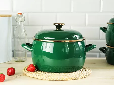 Garnek z pokrywką 5,4 L Emalia Metalac - Dark Green 1ME.DG.G22
