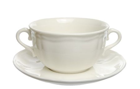 Bulionówka ze spodkiem 0,35 L / 16 cm - Castel FBC - ecru