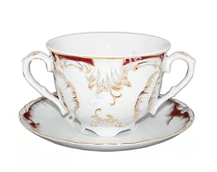 Bulionówka ze spodkiem 0,33 L / 15,5 cm Ćmielów - Rococo 0040 PURPURA