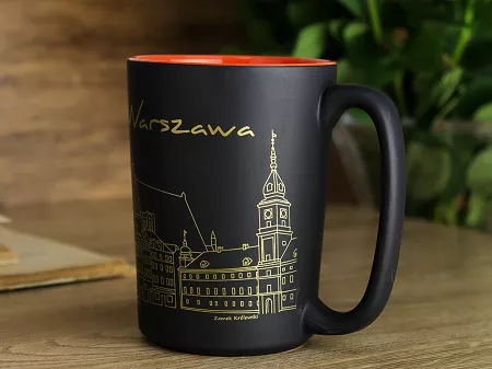 Kubek 0,42 L Omel - Warszawa Czarny/Pomarańczowy 31.KMWA-P